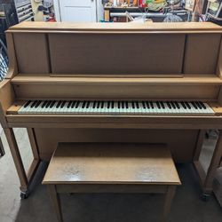 Great Upright Piano And Matched Bench Seat