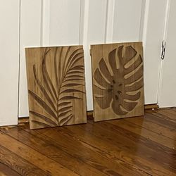 Wooden Palm Leaves Wall Art Tropical Leaf Wall Art Natural Plant Wall Decor