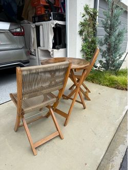 Tommy Bahama Teak Woven Outdoor Bistro Folding Table & 2 Chairs Set