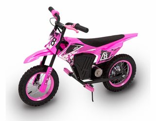 M8TRX SPORTS Pink 12V Mini Electric Child Dirt Bike, Battery Powered Toy Motorcycle, Kids Ride on, Ages 5 Years and up