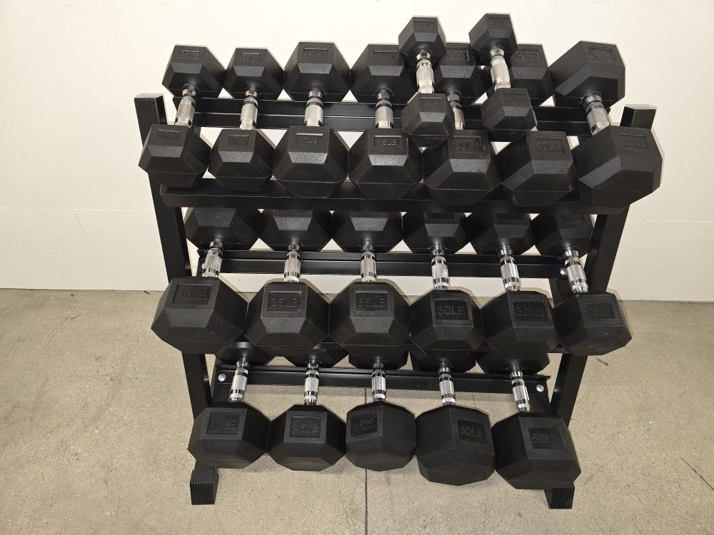HEX Rubber Dumbbells Set 5-50lb (550Lb Total Weight) BRAND NEW IN THE BOXES 