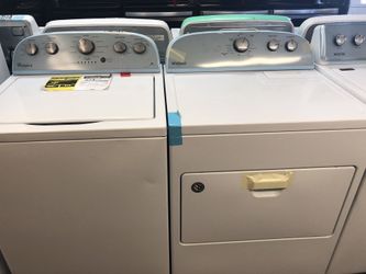 New scratch and dent whirlpool washer and dryer set. 1 year warranty