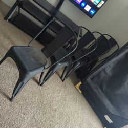 Black Chairs W/ Wooden Table 