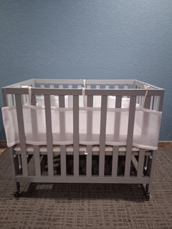 Portable mini crib gray foldable