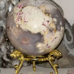 Plum Flower Agate Sphere Rare! High Quality 😍❤️‍🔥!!! 725G!