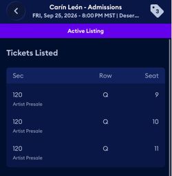 Carín León Concert Tickets – 3 Seats