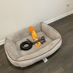 Plush Dog Bed And Toys