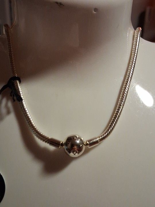 PANDORA MOMENTS AUTHENTIC BRAND NEW STERLING SILVER SIGNATURE BALL CLASP SNAKE CHAIN NECKLESS 17 5 INCH