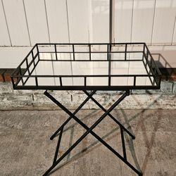 Metal Mirror Side Accent Collapsible Table $45 OBO! {ch}