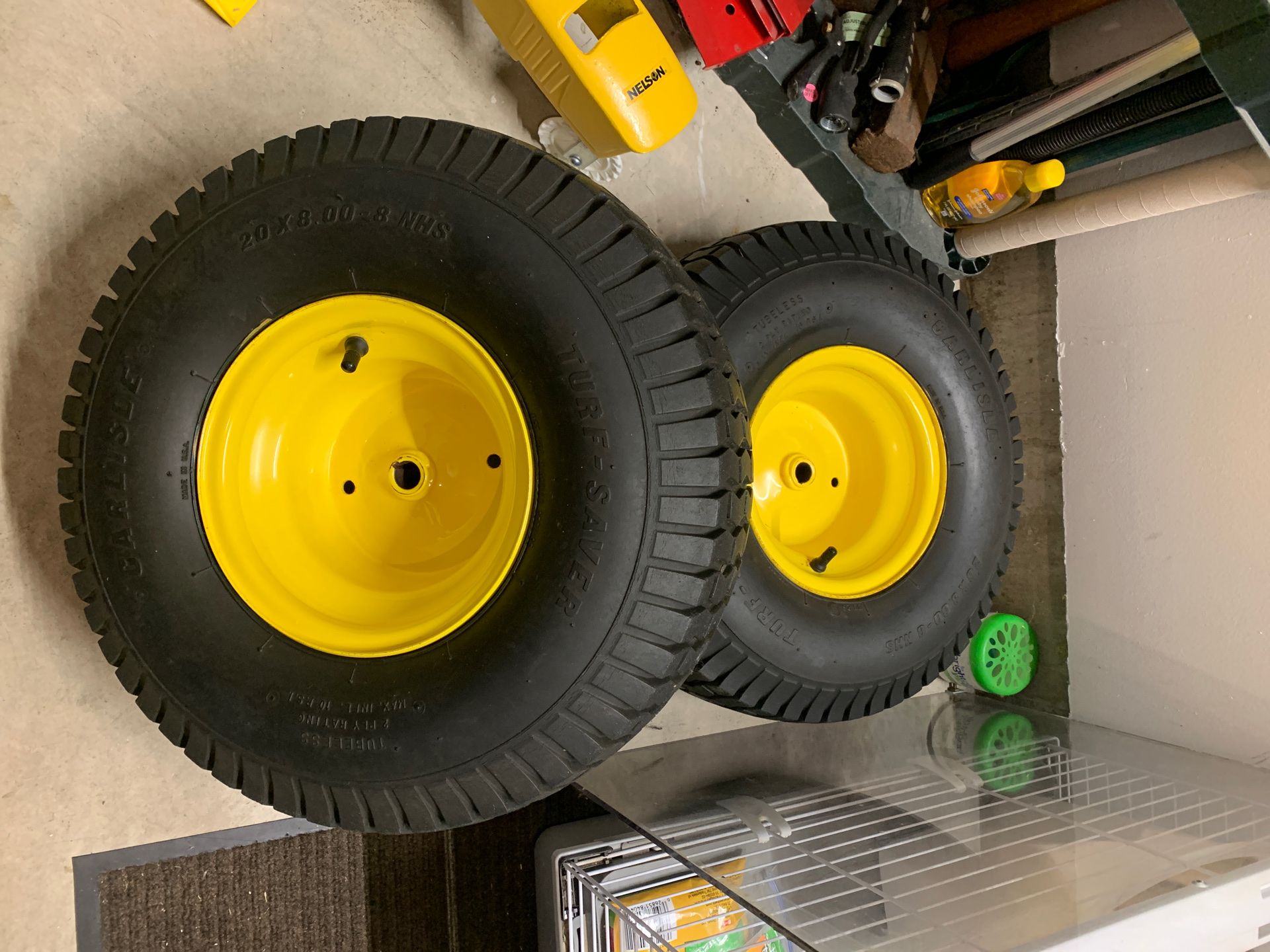 OEM John Deere rear wheels and tires. Size 20x8x8. for Sale in Gilberts