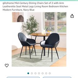 Dark Blue Mid-Century Dining Chairs (set of 6)