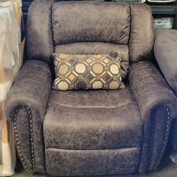 Dark Gray Leather Electric Recliner