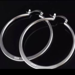 925 STERLING SILVER ROUND HOOP EARRINGS 2”