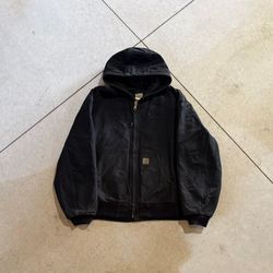 Carhartt J140 BLK Active Jacket 2XL Black Duck Quilted Flannel Lined Workwear
