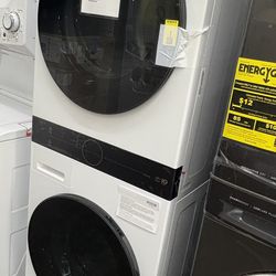 LG 2.4 cu. ft. Washer, 4.2 cu. ft. Dual Inverter Heat Pump Ventless Electric Dryer Washtower