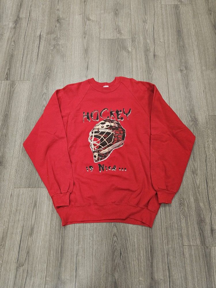 Vintage NHL Playoffs Hockey Is Nice Crewneck Sweater Mens Size 2XL