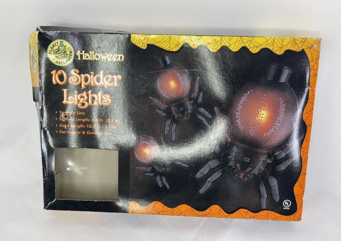 Halloween Spider Lights 10 Orange Black Planet Home Decor