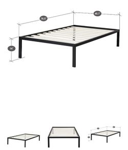 GranRest 14'' Platform Metal Bed with Wood Slats With Two Free Mattresses.