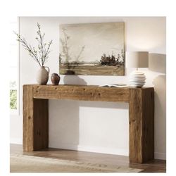 Lantine Solid Wood Console Table, 63-Inch Farmhouse Sofa Table Behind Couch for Entryway, Living Roo