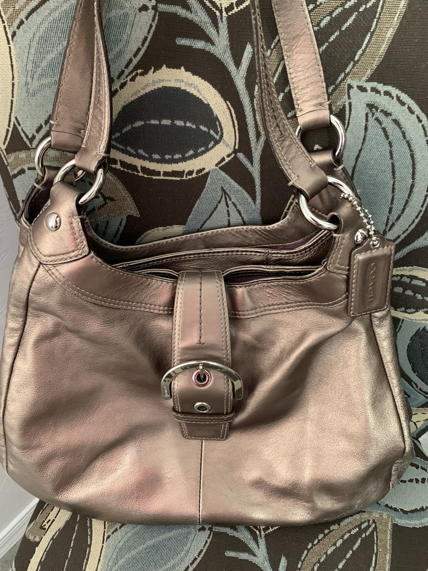 Coach Bronze Leather Soho Lynn Hobo Buckle
