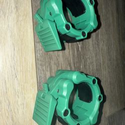 Olympic Barbell Clamps Collars Quick Release Pair Weight Clips for 2 inch Barbell GREEN