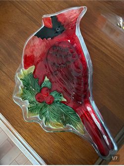 Red Cardinal Glass Decorative Tray - Home Accents Cracker Barrel
