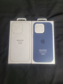 Apple iPhone 16 pro silicon case clear and denim color