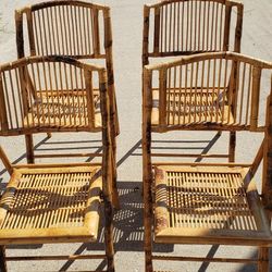  
4 BAMBOO wooden folding chairs 