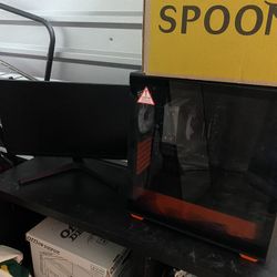 Pc Set Up With Desk And Monitor 