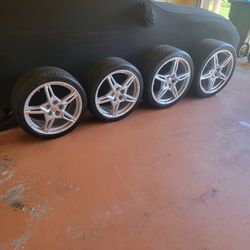 C8 Chevy Corvette Set 4 Rims, Tires & TPMS w/ 400 Miles On Them