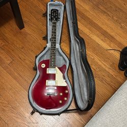 Austin Super 6 Red Electric Guitar With Case 