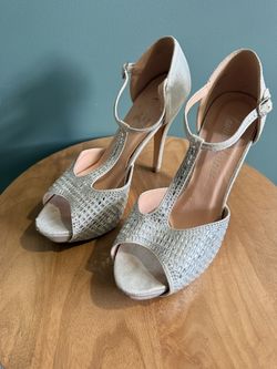 Lauren Lorraine Silver Glass Heels Size 9.5