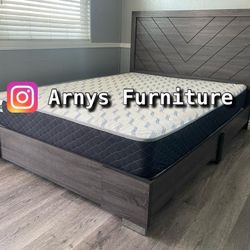 Gray Wooden New Bed With Mattress Included 