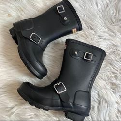 kids black hunter wellington biker rain boots boys 12 girls 13