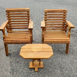 Outdoor Wooden Patio Chairs And Side Table
