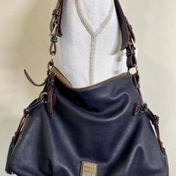 Dooney & Bourke Teagan Navy Blue Leather Purse Handbag Tassels Matching wallet