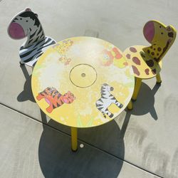 Kids Activity Table Animal Theme 2 Chairs 1 Table Toddler Pre K Kindergarten 1st Grade 