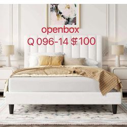 Allewie Queen Bed Frame/Velvet Upholstered Bed Frame,(open box)（096-14）