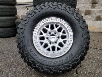 ON SALE KMC IMS GRS MACHINE WHEELS WITH 35X12.50R17 BF GOODRICH KM3 OR KO2 FOR 6 LUG TRUCK & SUV (WE FINANCE)
