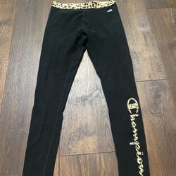 Women’s Black Cheetah Leggings Size Medium By Champion #20