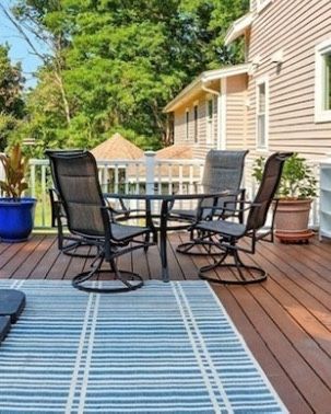 Patio Table And 4 Comfy Swivel Chairs With Lumbar Support 