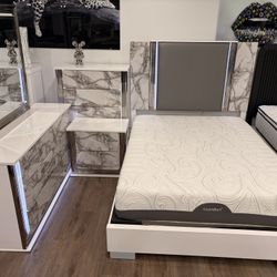Marble Modern 5 Pc Queen Or King Bedroom Furniture Set