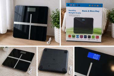 Digital Bathroom Scale – Tempered Glass, LCD Display, 400 lb Capacity – New
