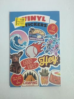 Pen+Gear Vinyl Sticker Book 98 Stickers 14 Sheets New