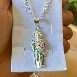 Chain Figaro Sterling Silver And Pendant San Judas 