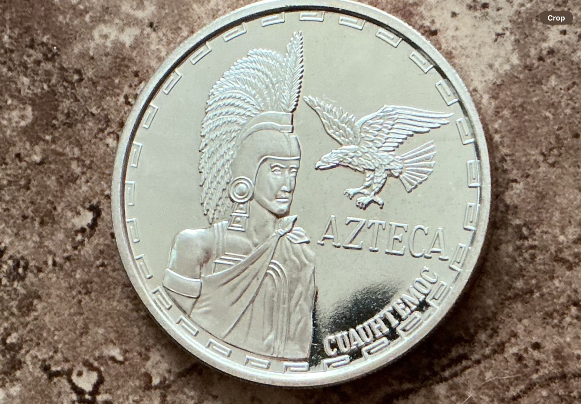 BEAUTIFUL MEXICAN SILVER MEDAL 2 ONZAS .999 PLATA PURA CUAUHTEMOC CALENDARIO AZTECA