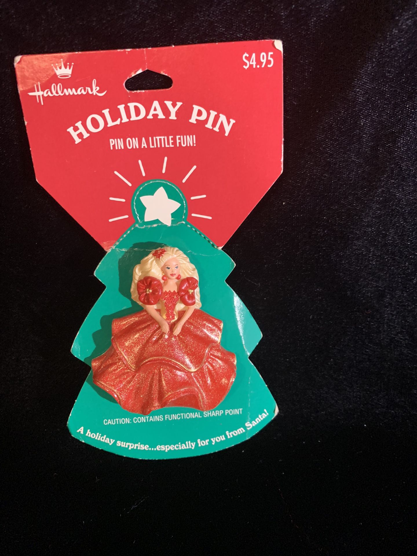 Vintage Collectible Hallmark Holiday Barbie Pin