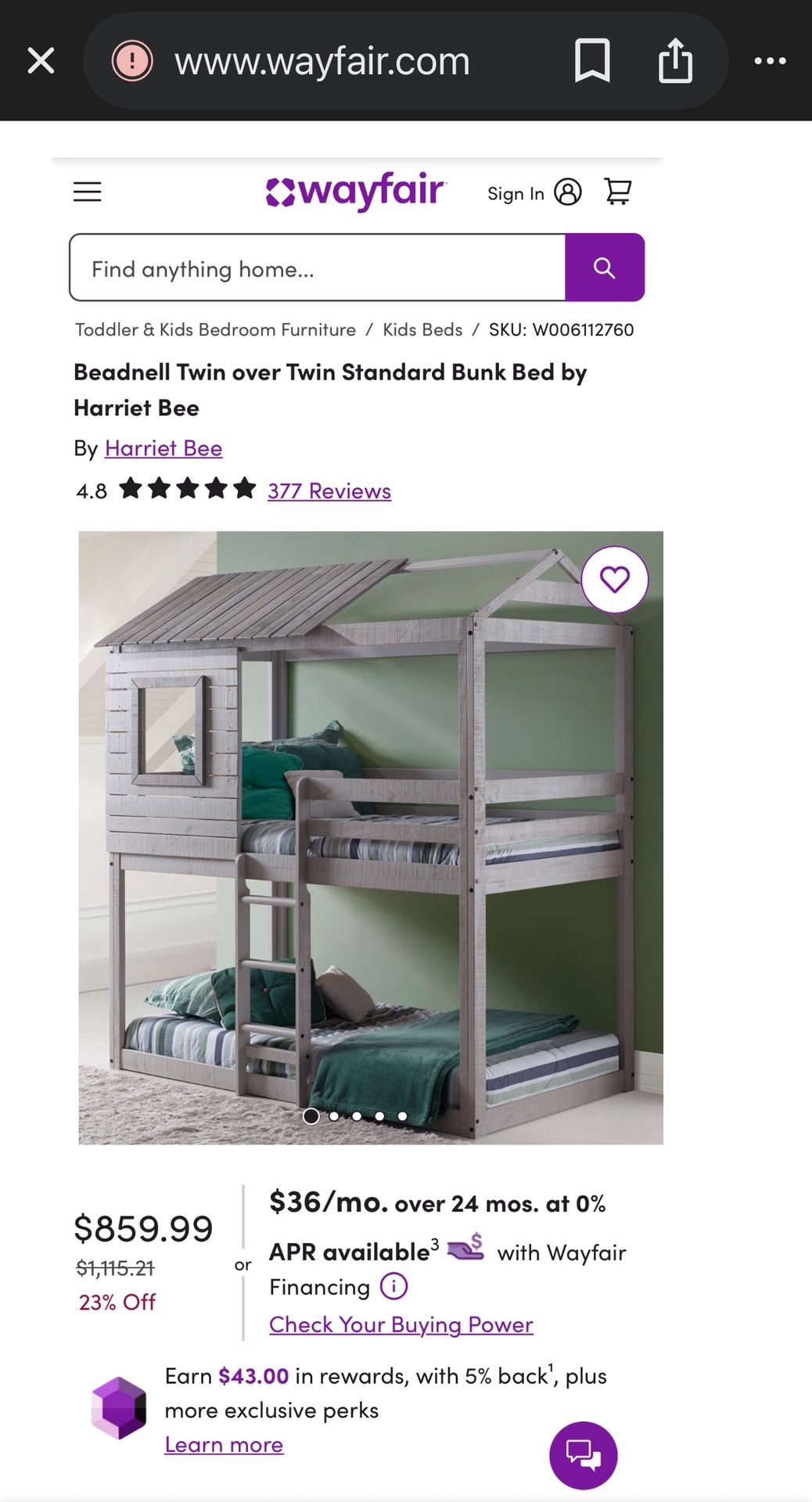 Twin Over Standard Bunk Bed