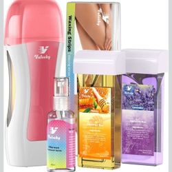 Roll on Wax Kit, Roll on Waxing Kit for Hair Removal, Sensitive Skin Roll on Waxing Kit for Women, At Home Wax Kit for Larger Areas of the Body 