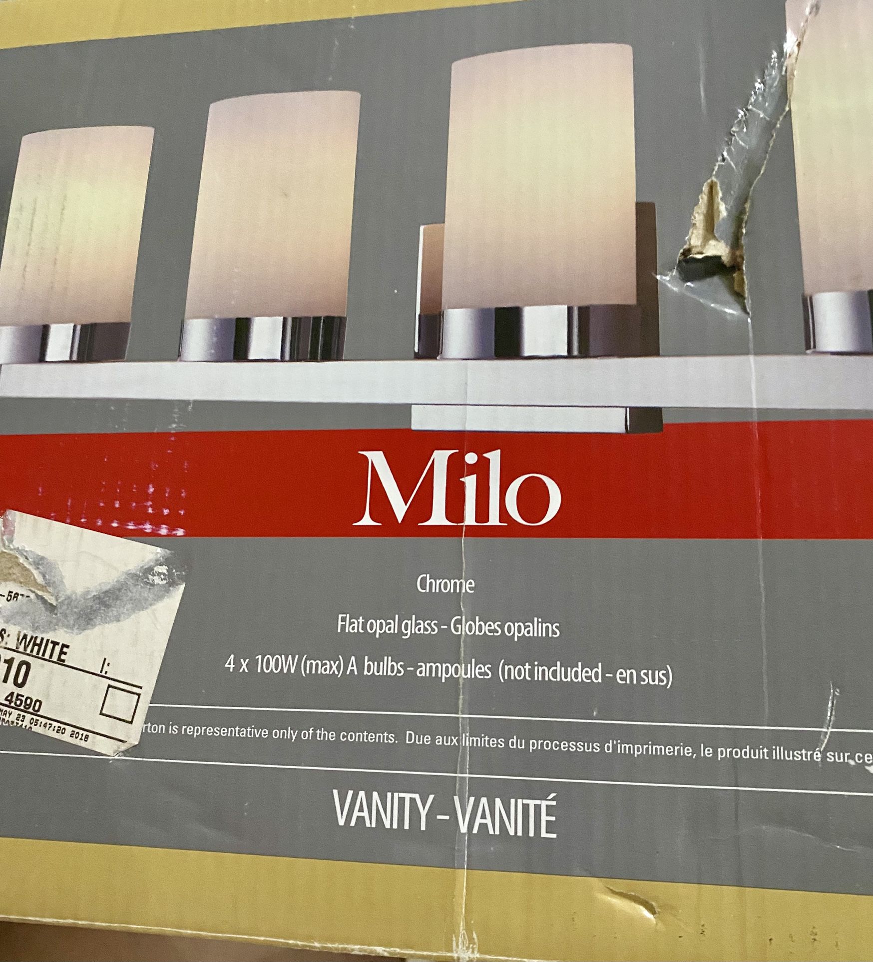 2 Crome Flats Opal Glass/VANITY